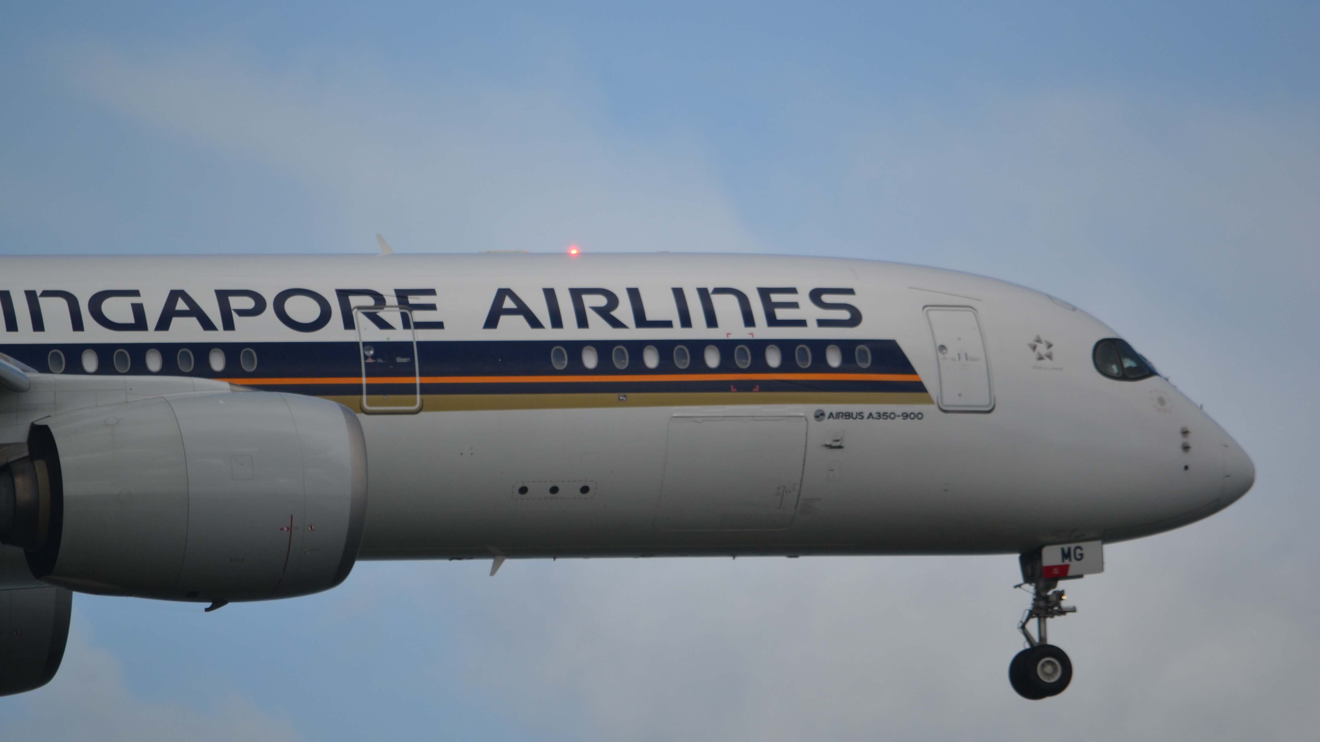 The front-end of a Singapore Airlines Airbus A350, in Auckland.